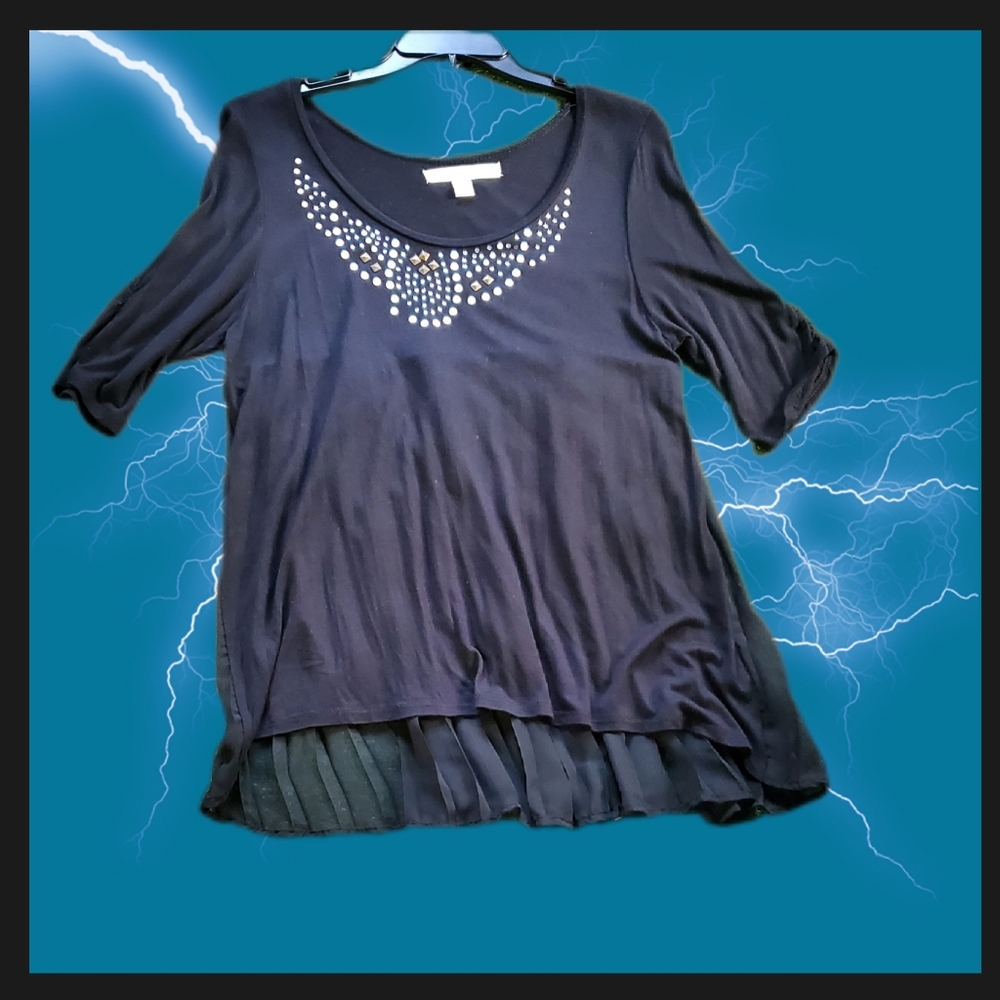 Sassy Hi-low Embroidered Top by French Laundry